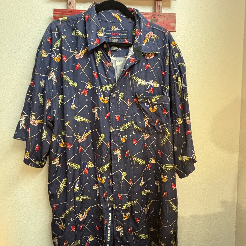 Phat Farm Navy Shirt with Multicolor Print